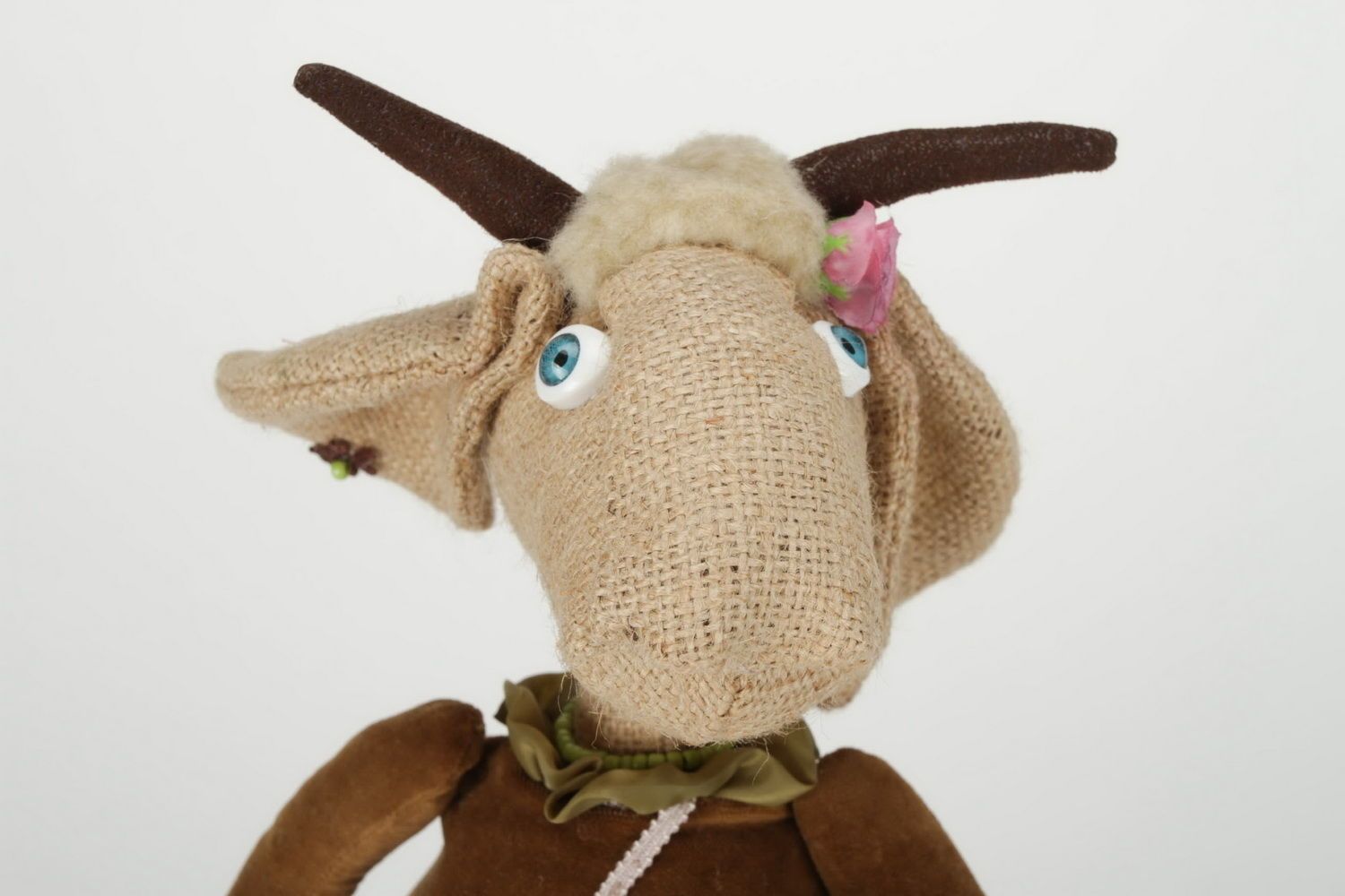 Fabric toy on a wooden stand Goat photo 3