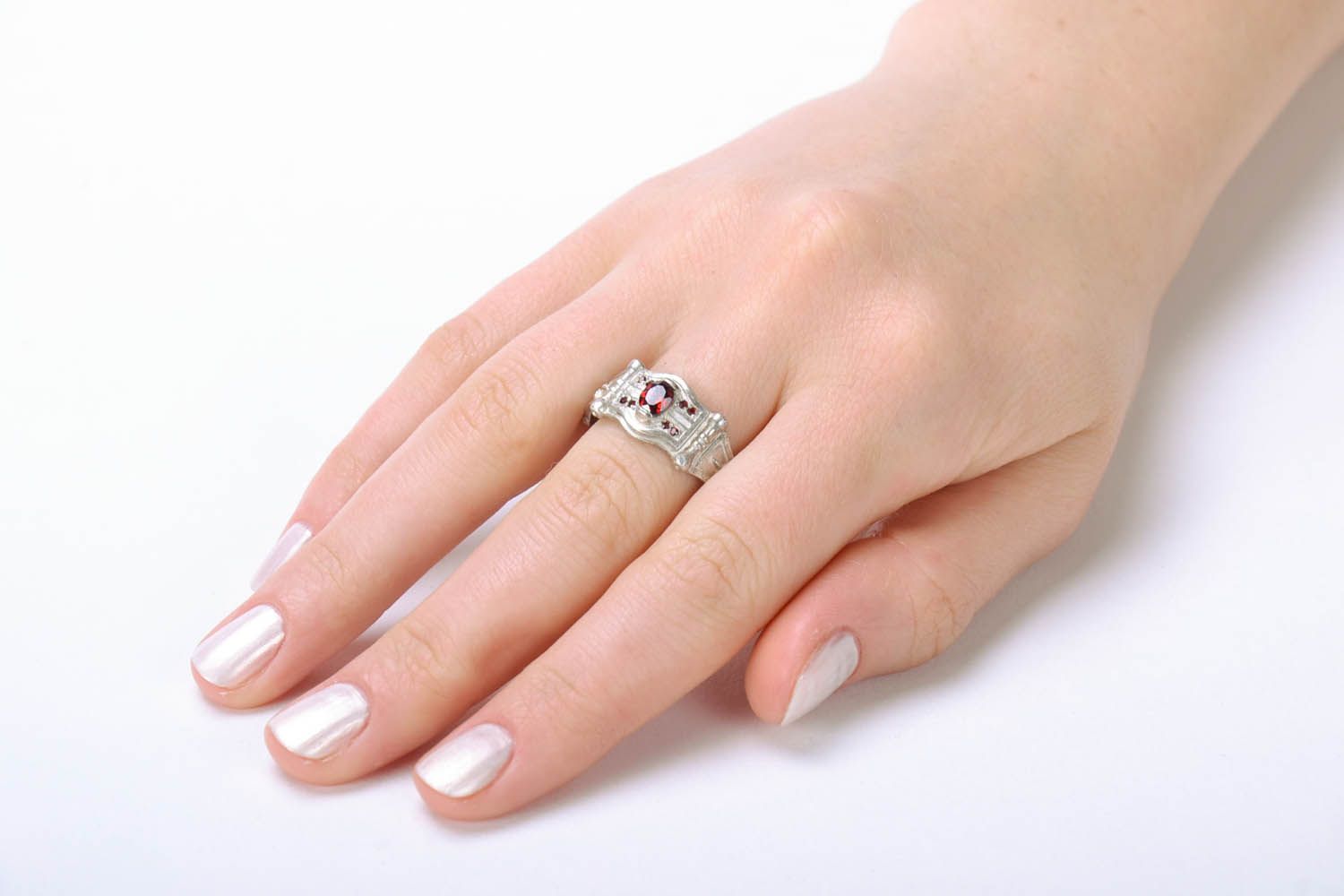 Silver ring in ethnic style photo 5