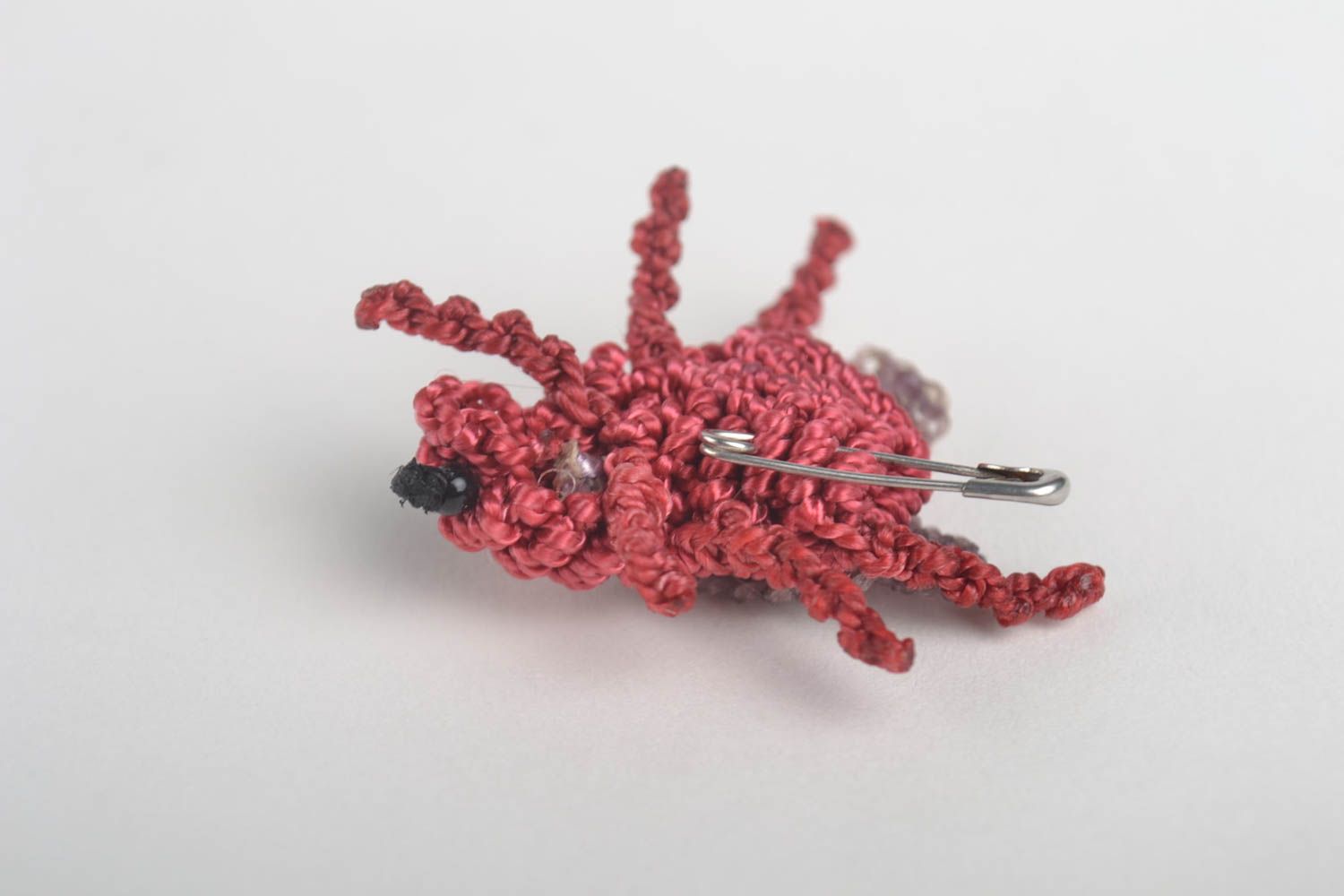 Украшения ручной работы брошь насекомое розовое плетеная брошь макраме фото 5