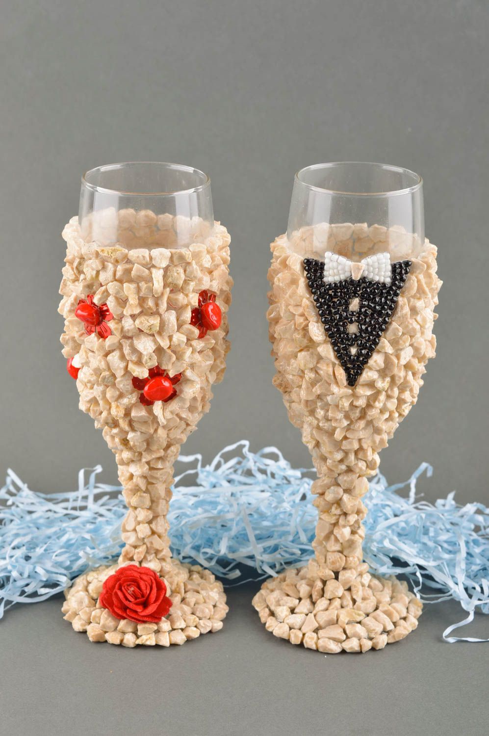 Stylish handmade champagne glasses 2 wedding glasses stemware ideas wedding gift photo 1