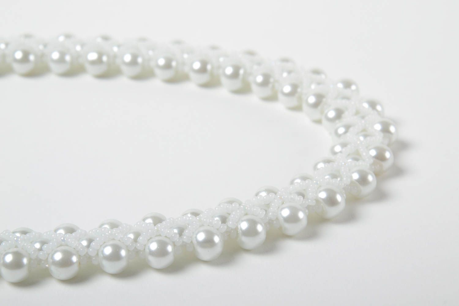 Collier de perles d'imitation Bijou fait main Cadeau femme blanc original photo 5