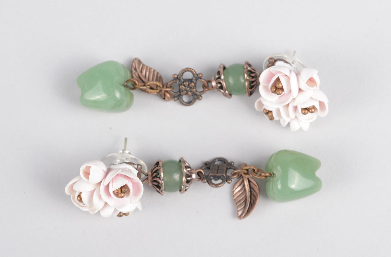 Jade Ohrringe handmade Schmuck aus Polymer Clay Ohrringe für Damen Grüne Äpfel foto 3