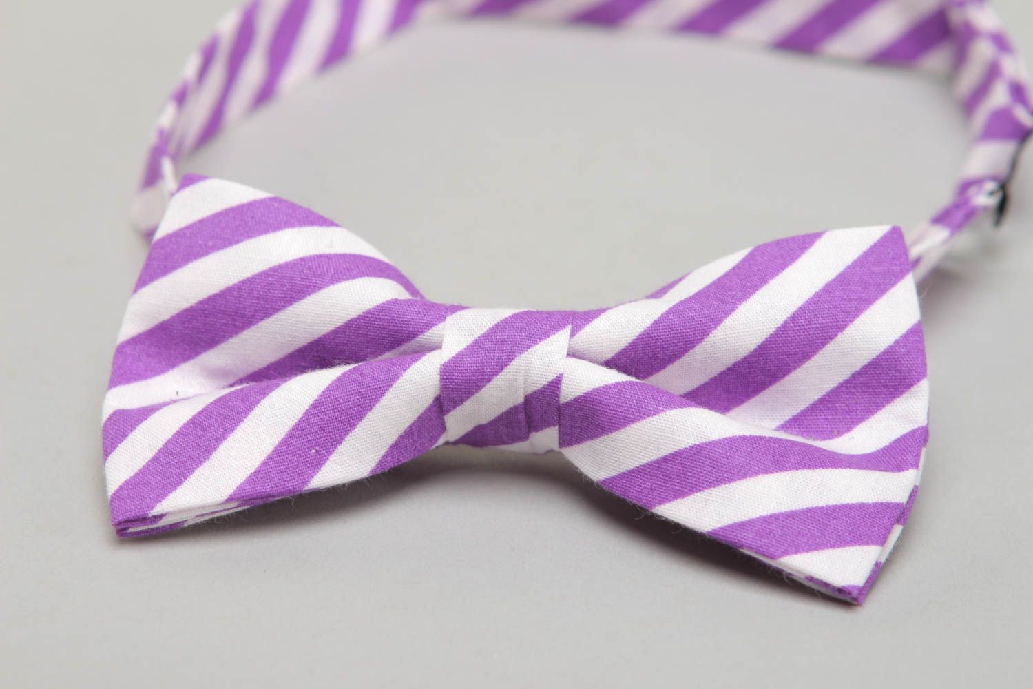 Striped cotton fabric bow tie photo 2
