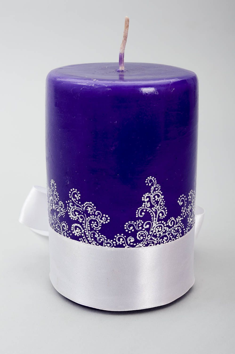 Wedding lavender pillar candle 5,12 inch birthday candle for women 1,44 lb photo 3