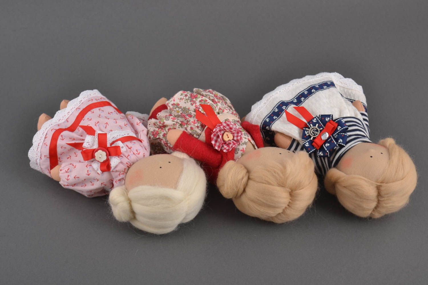 Set of 3 handmade rag dolls homemade soft toys stuffed toys interior decorating photo 2