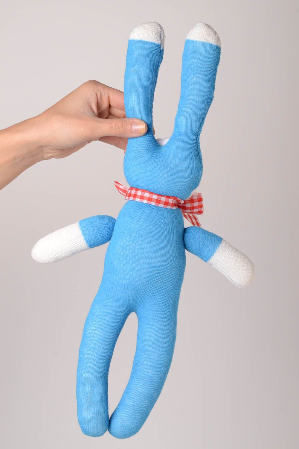 Детская игрушка ручной работы игрушка-животное мягкая игрушка голубенький зайчик фото 3