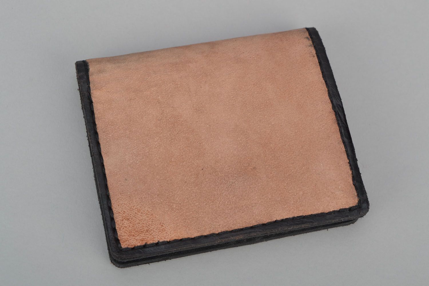 Homemade leather wallet Ochre photo 1