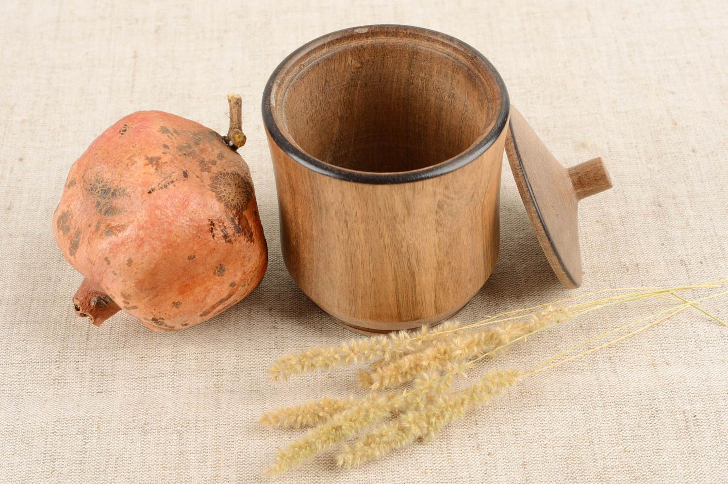 Pot à épices fait main Bocal de cuisine avec couvercle en bois Ustensile cuisine photo 1