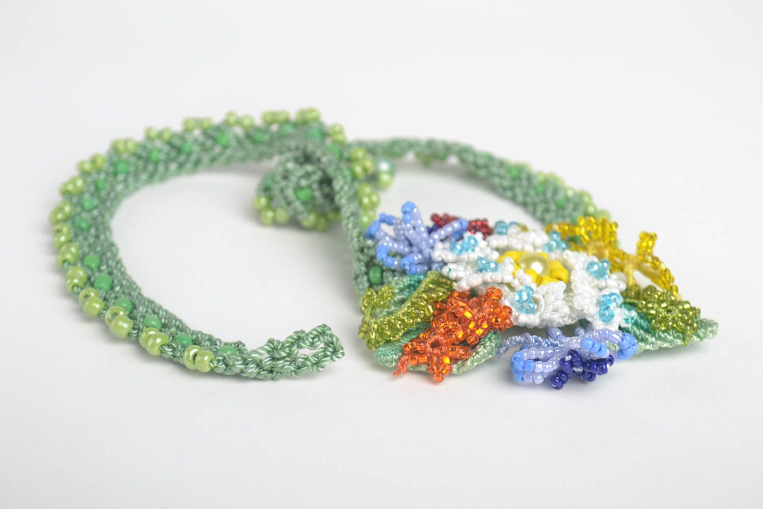 Stylish handmade jewelry textile beaded necklace designer flower necklace photo 4