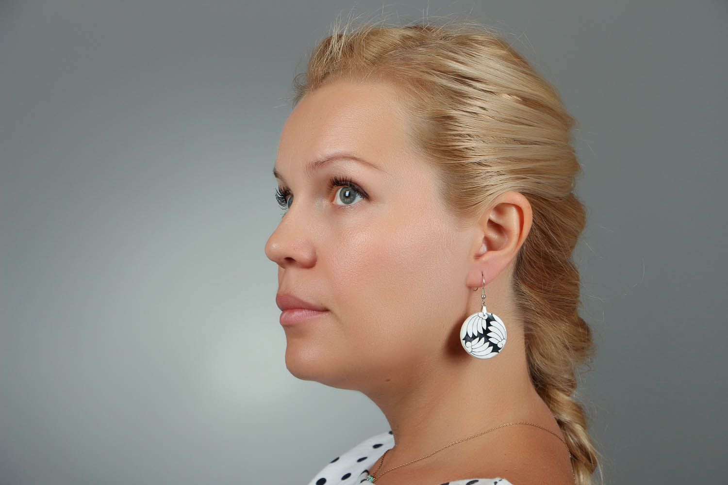 Black and white earrings made of polymer clay photo 5