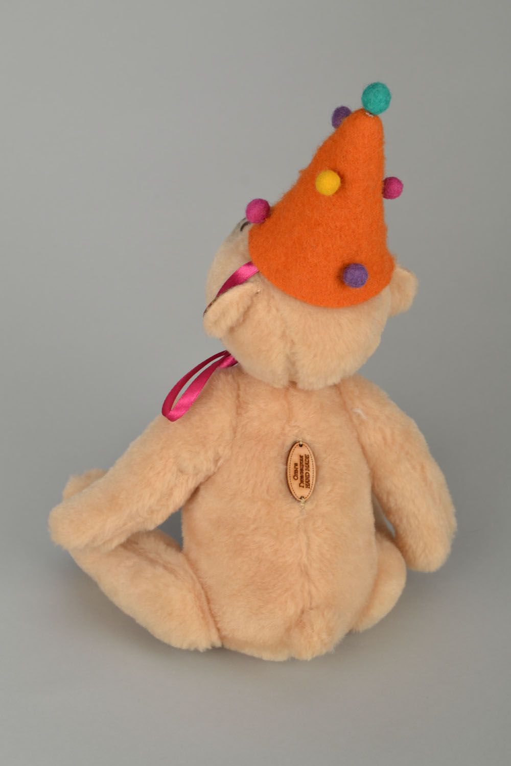 Handmade toy Bear in a Party Hat photo 5