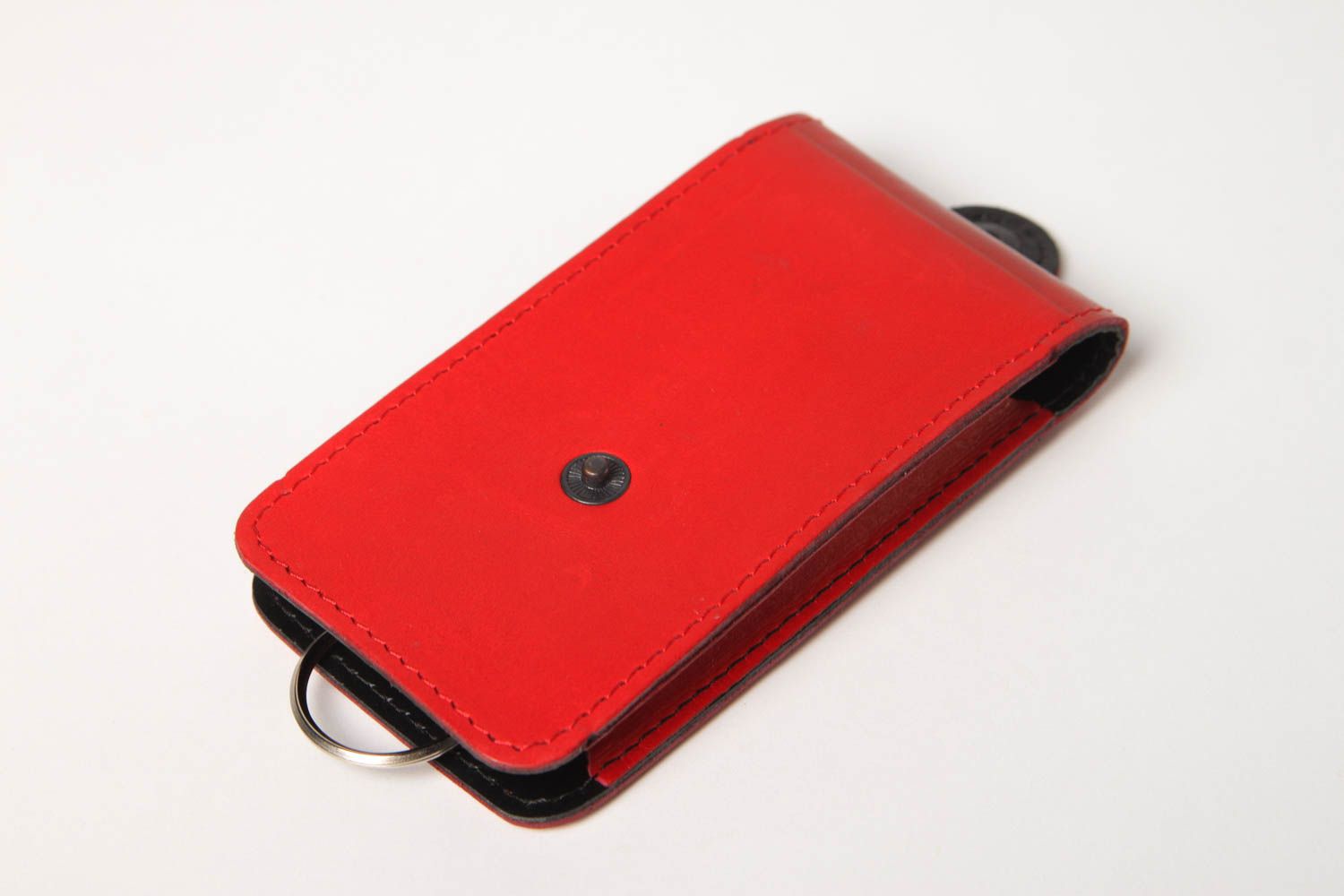 Unusual handmade leather key case red key holder handmade accessories ideas photo 3