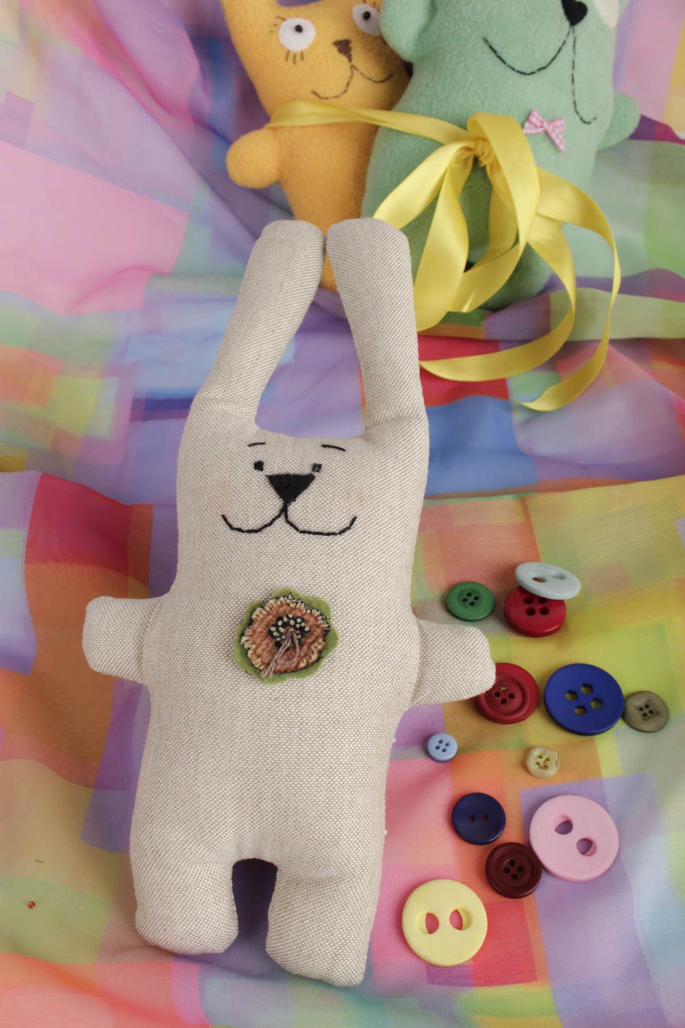 Conejo de peluche hecho a mano para decorar animalito de tela juguete para bebés foto 1