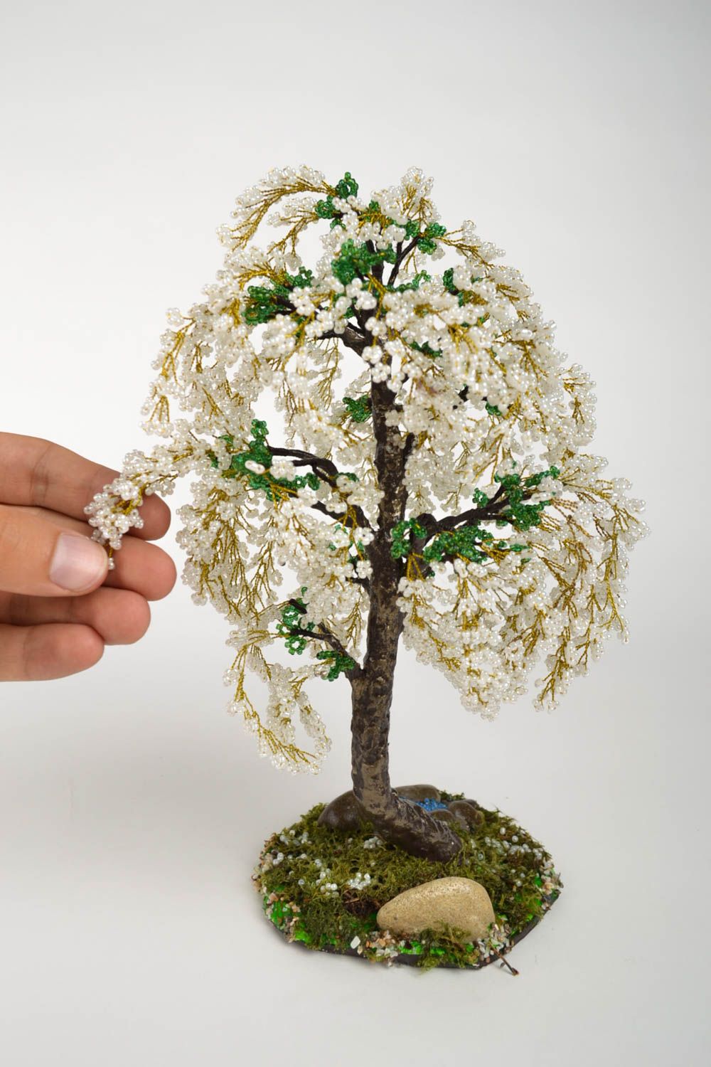 Искусственное дерево ручной работы дерево из бисера настольный декор черемуха фото 4