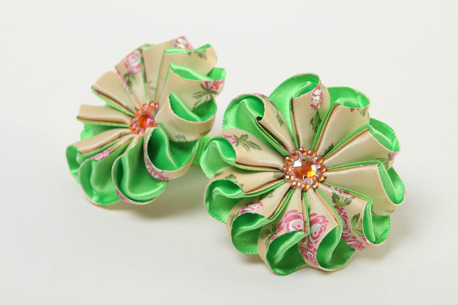 Handmade accessories for kids flower hair ties kanzashi flowers hair jewelry photo 2