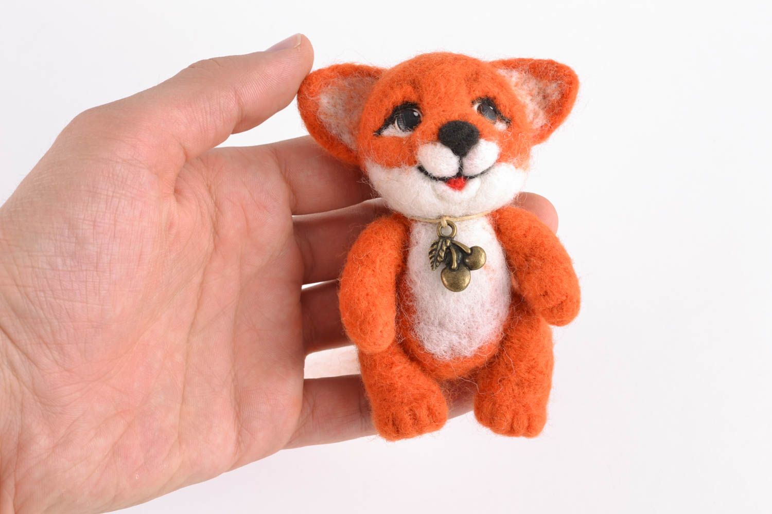 Jouet renard en laine feutrée fait main orange original pour petit enfant photo 2