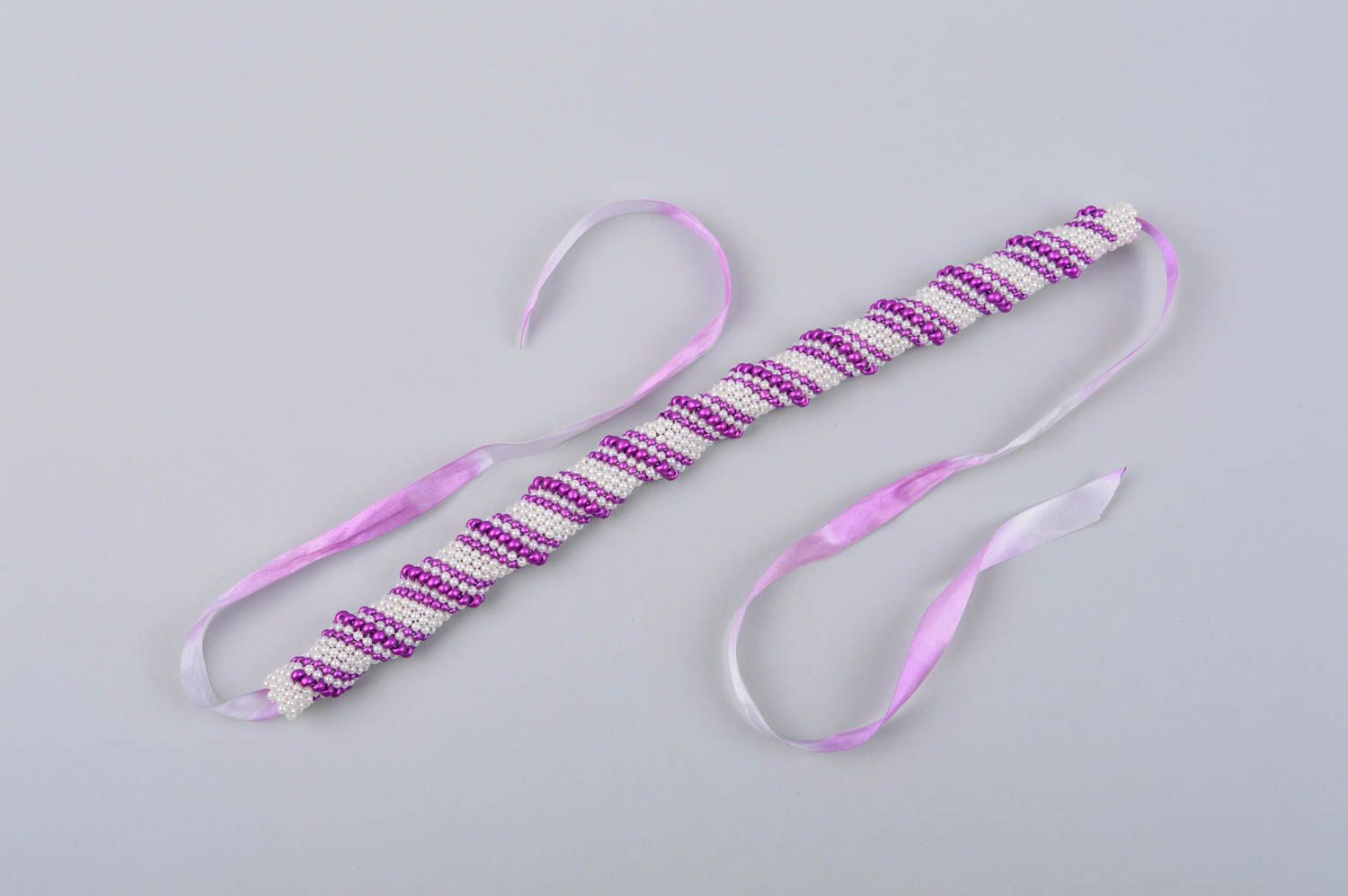 Collar hecho a mano de abalorios color lila regalo original bisutería artesanal foto 5