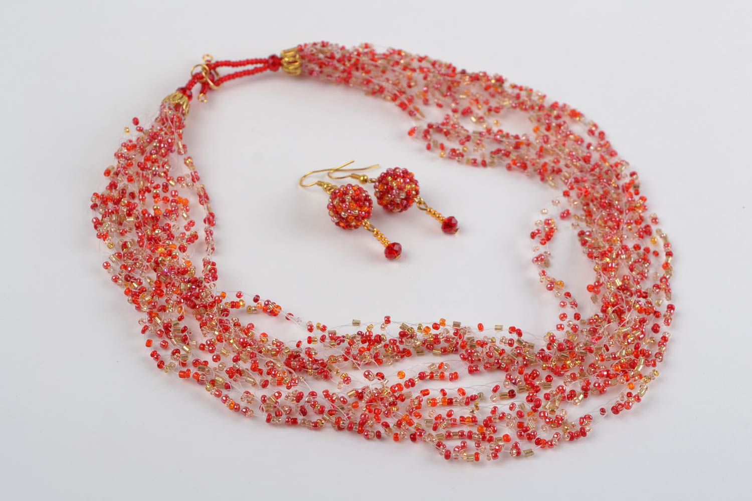 Orecchini e collana fatti a mano di perline gioielli da donna belli
 foto 2