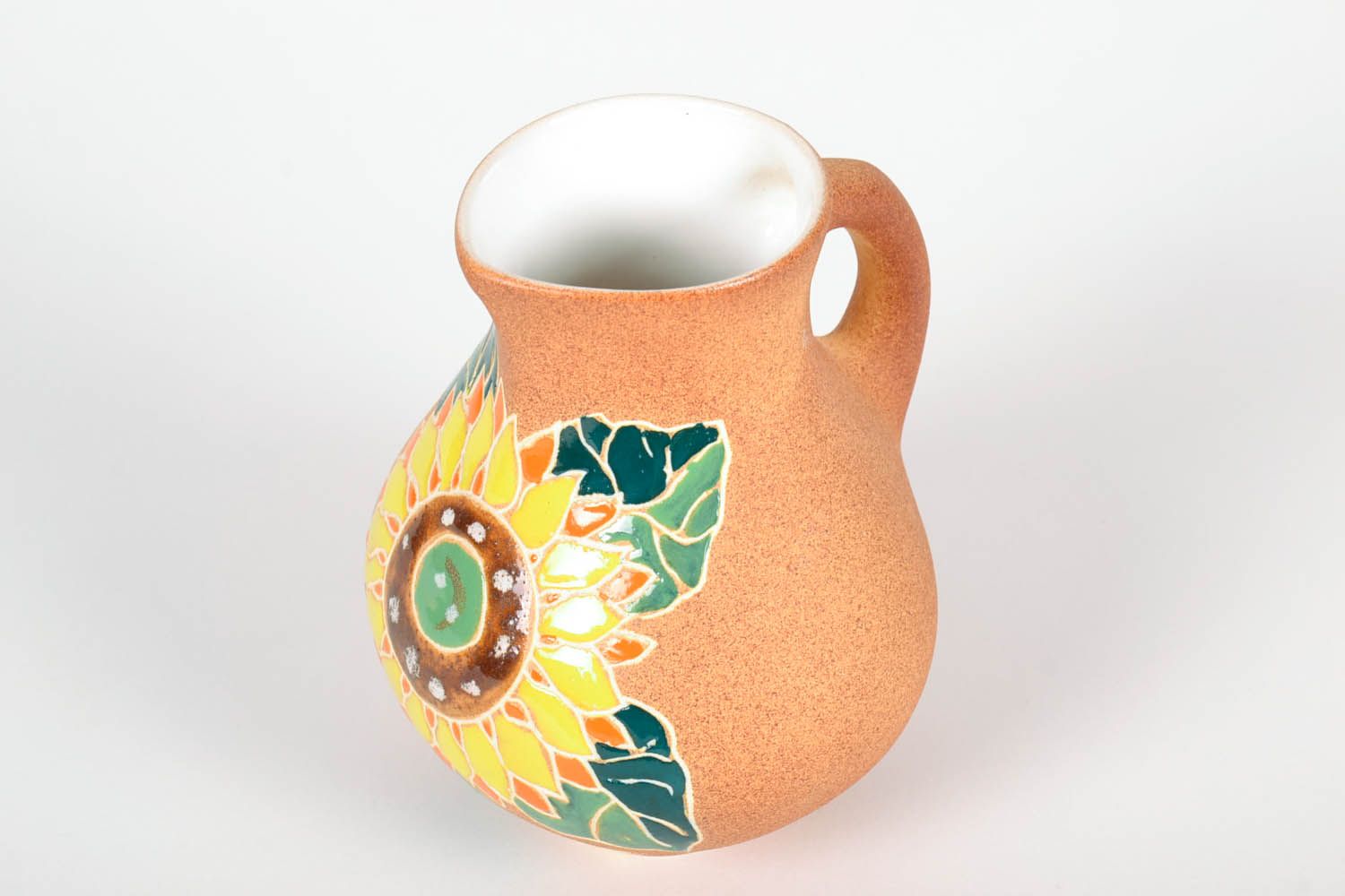 Keramik Krug mit Sonnenblume foto 4
