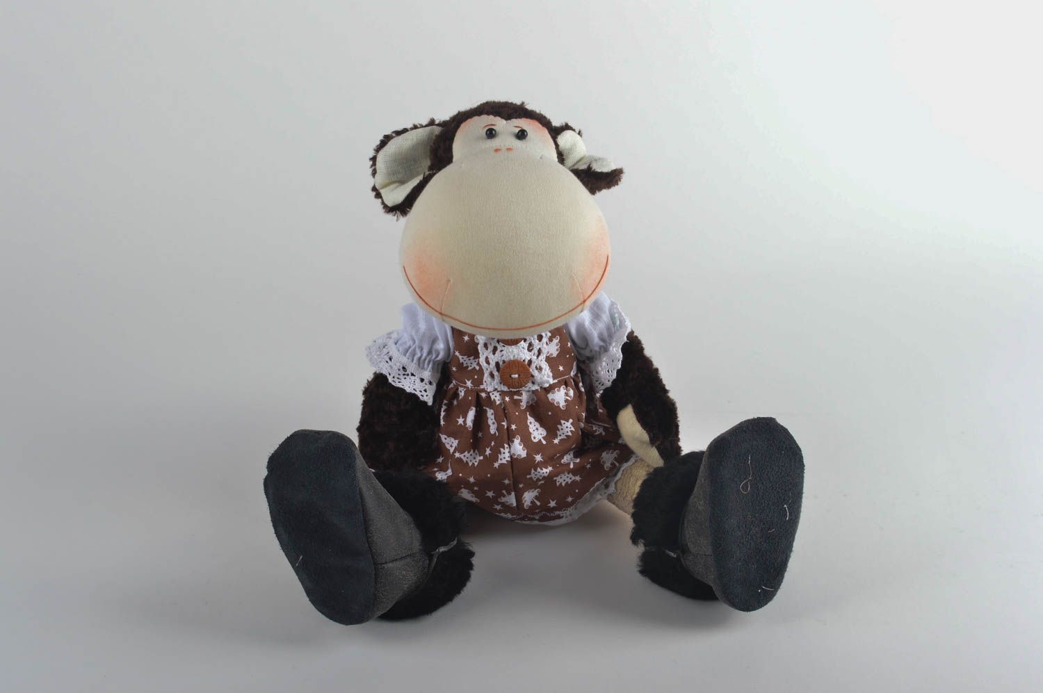 Игрушка обезьяна хэнд мэйд детская игрушка из льна мягкая игрушка тканевая фото 4