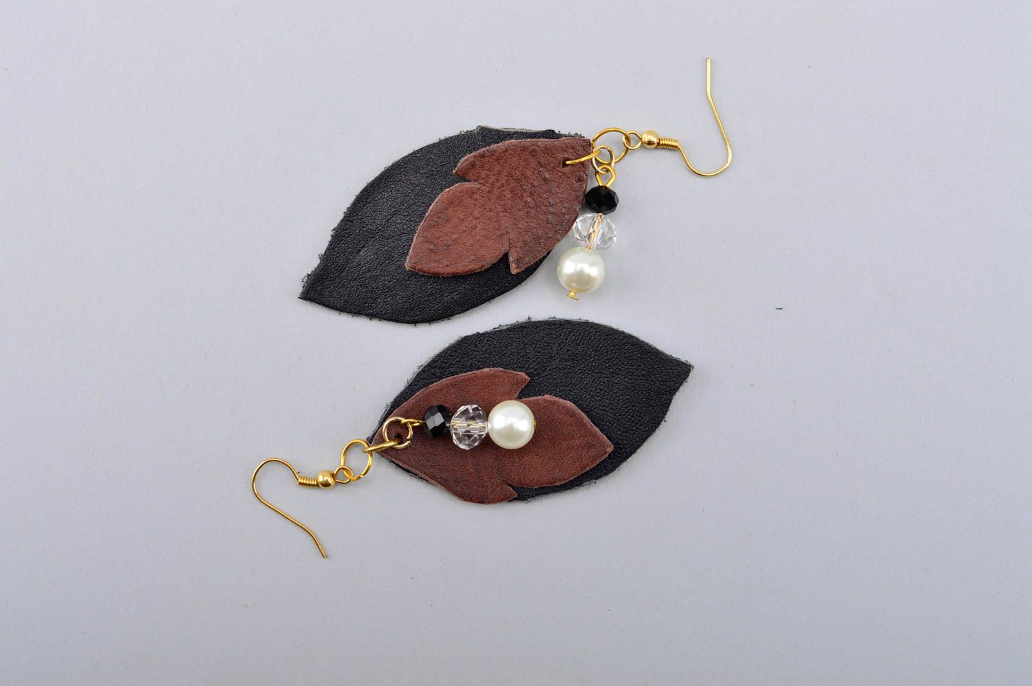 Handmade leather earrings designer accessories leather jewelry long earrings photo 4