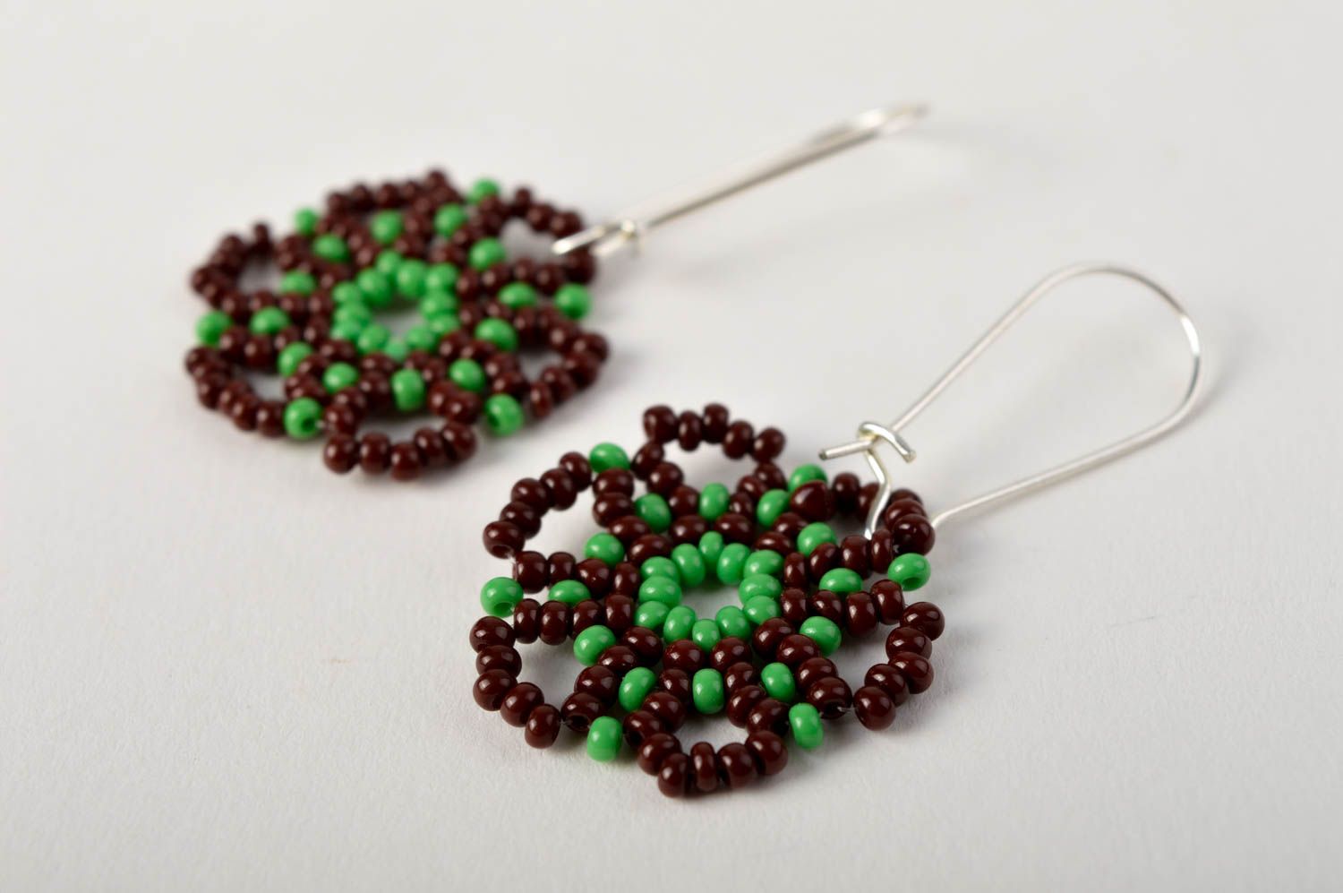Handmade designer beaded earrings stylish flower earrings unusual jewelry photo 2