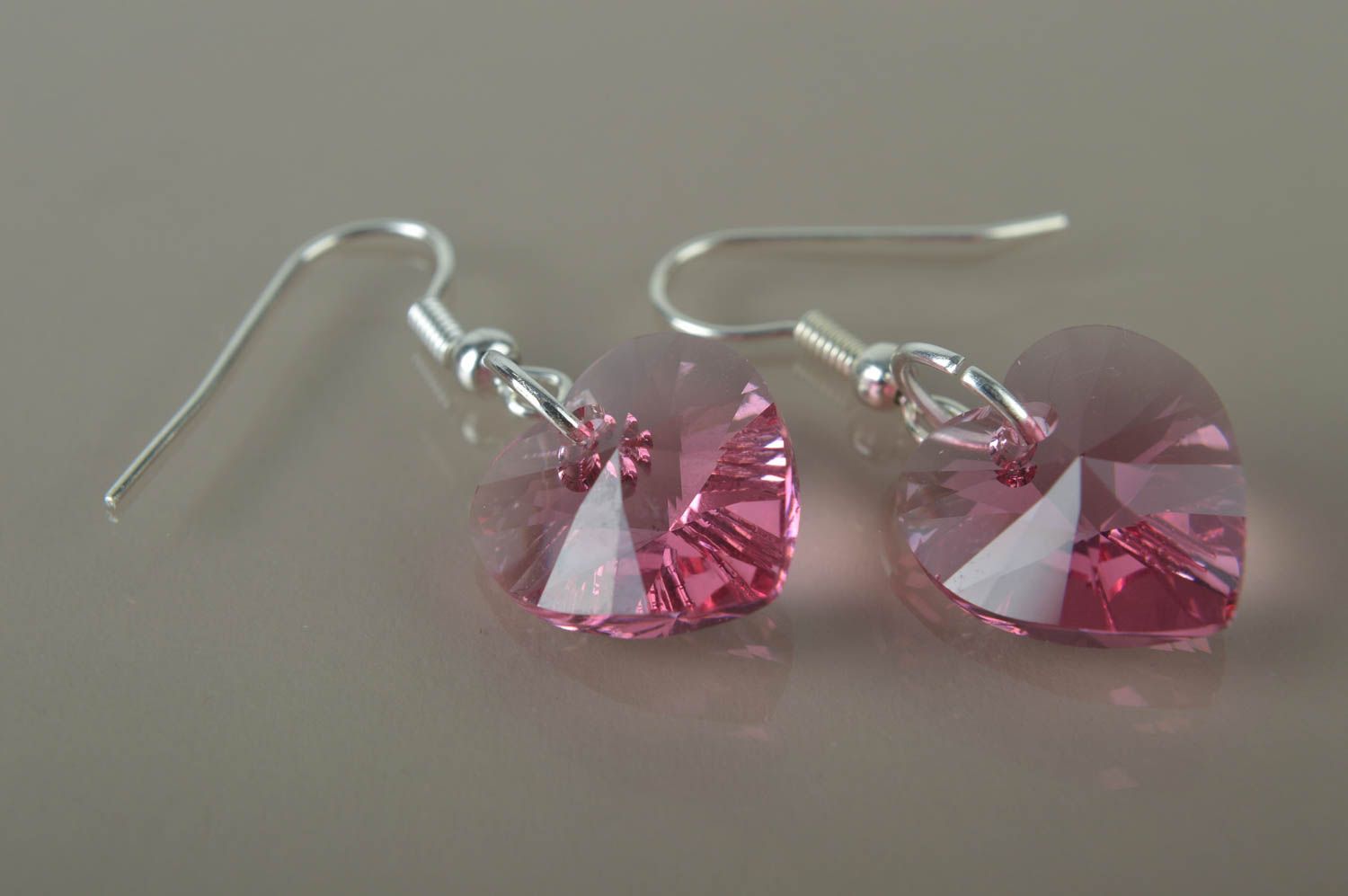 Damen Ohrhänger Ohrringe Herz handmade Schmuck Kristall Frauen Geschenk lang foto 3