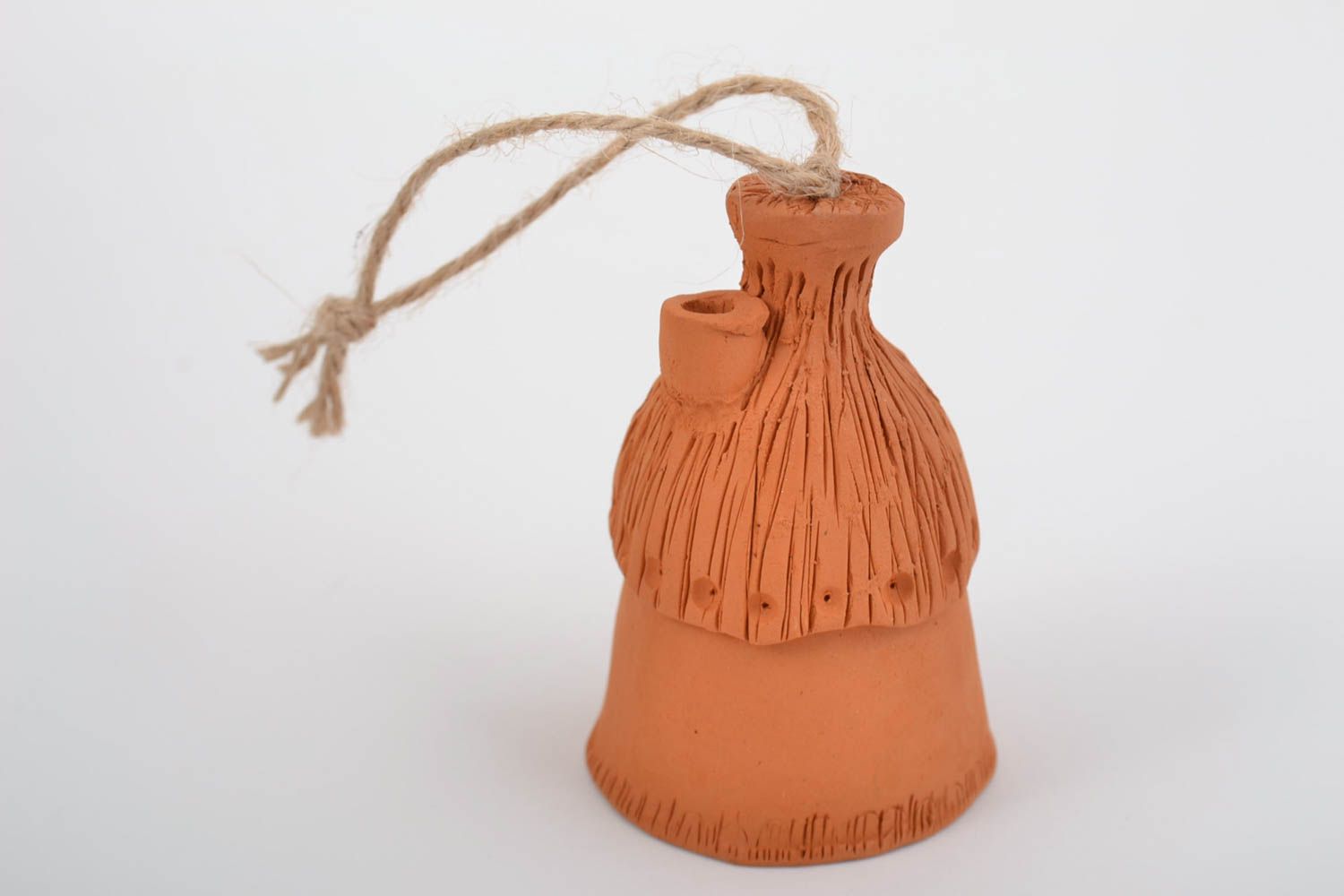 Авторский керамический колокольчик домик миниатюрный в этно стиле ручная работа фото 3