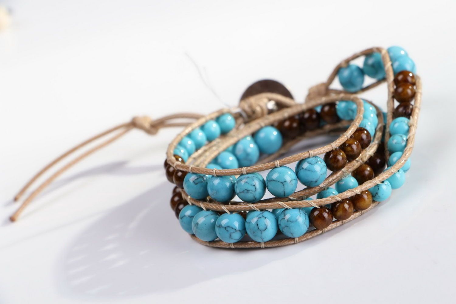 Braided bracelet with turquoise photo 2