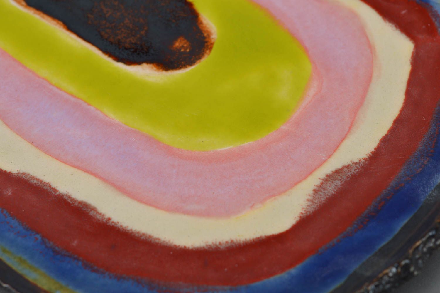 Овальное блюдо из фарфора яркое разноцветное красивое мелкое ручной работы фото 3