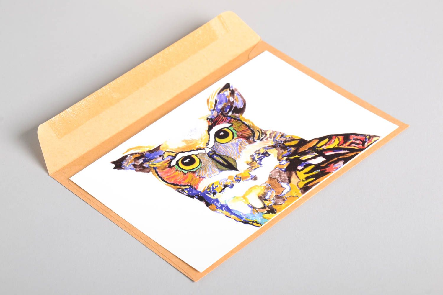 Открытка ручной работы поздравительная открытка сова красивая открытка фото 5