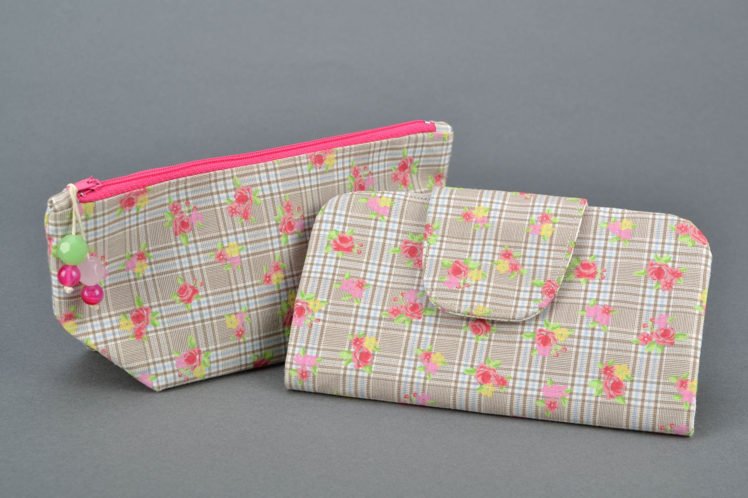 Fabric wallet and cosmetic bag set English Rose photo 1