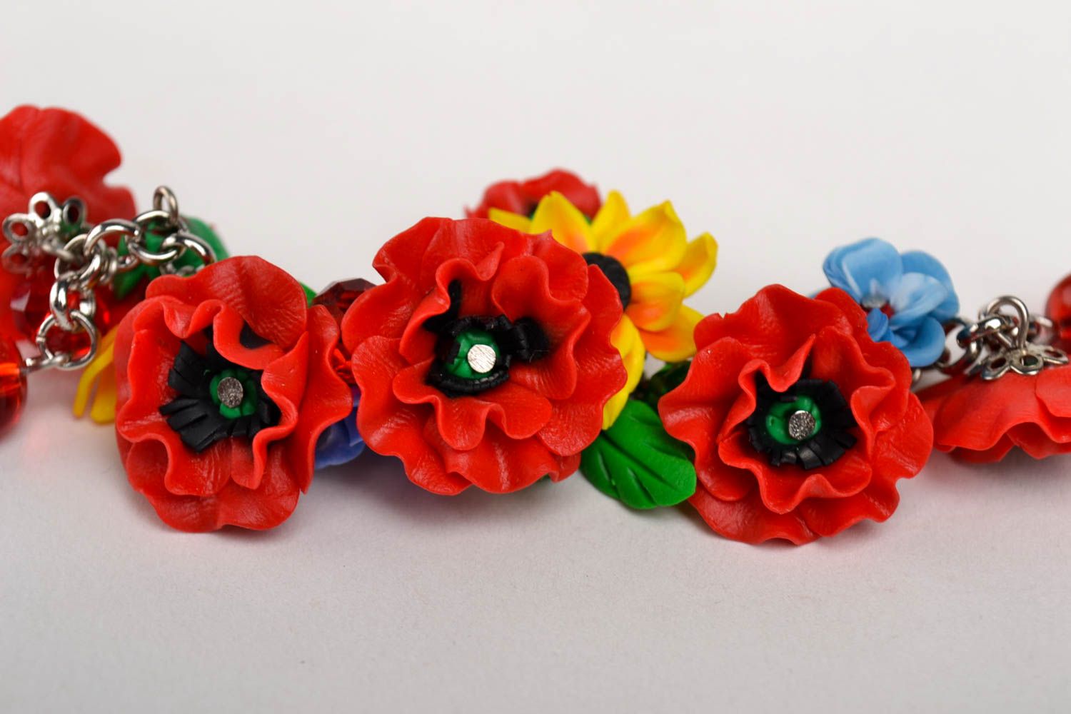 Handmade designer flower bracelet elegant wrist bracelet unusual accessory photo 3