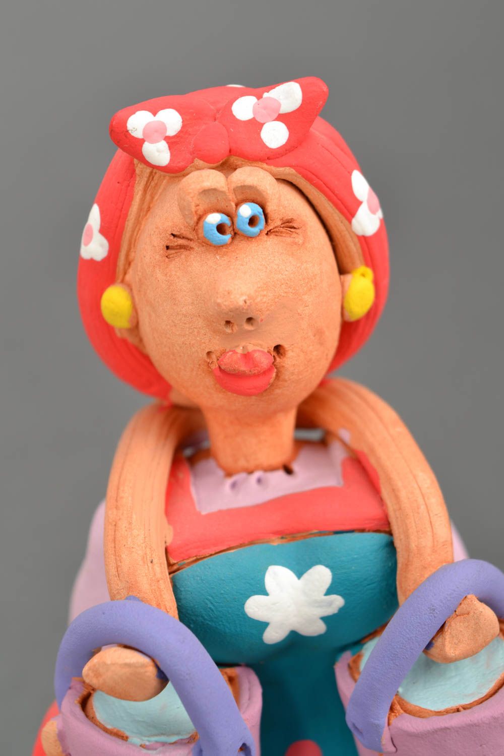 Bright ceramic figurine Woman with Shoulder Yoke photo 4