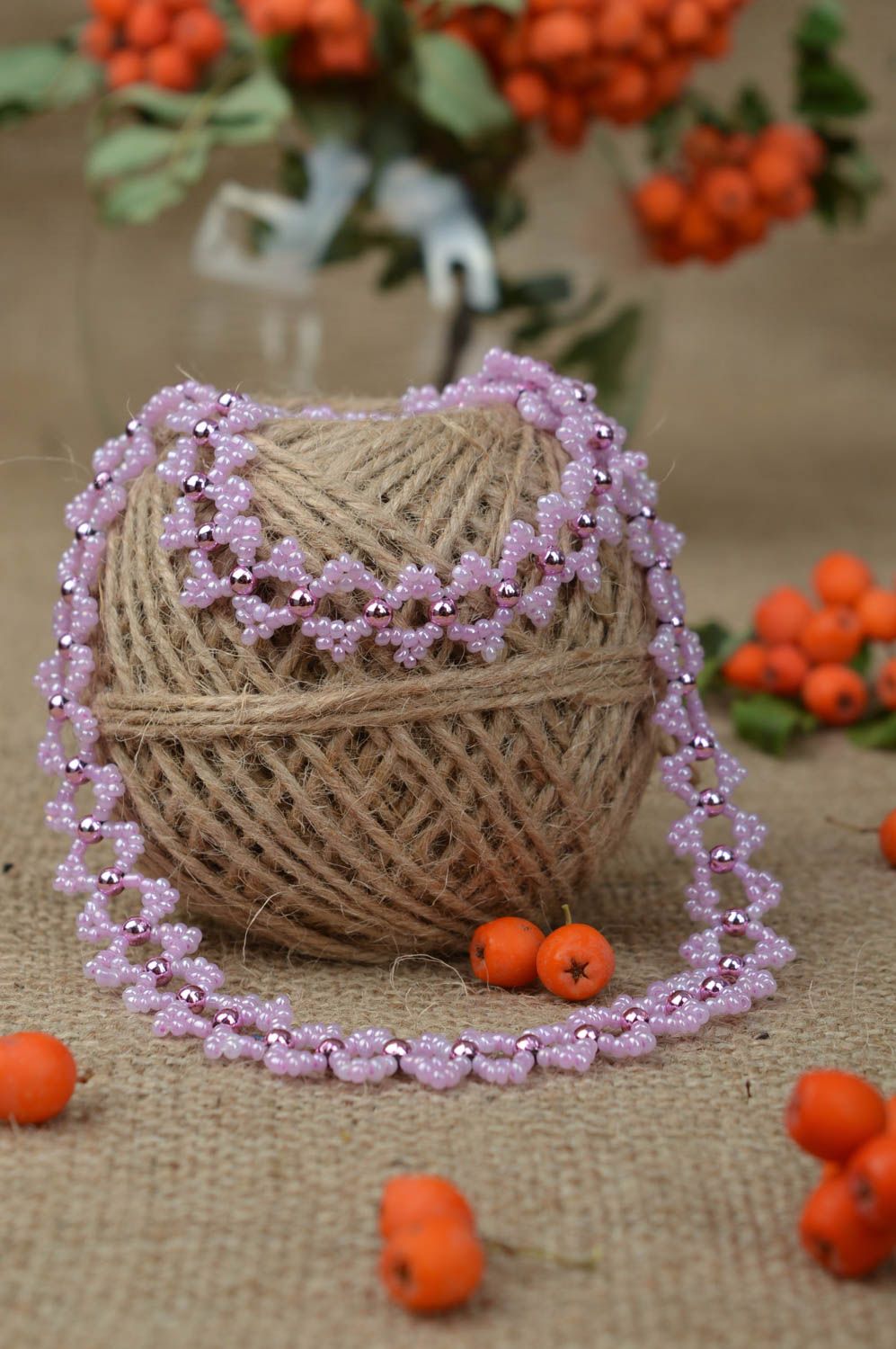 Handmade Schmuck Set aus Rocailles zart Collier Halskette Damen Armband violett foto 1