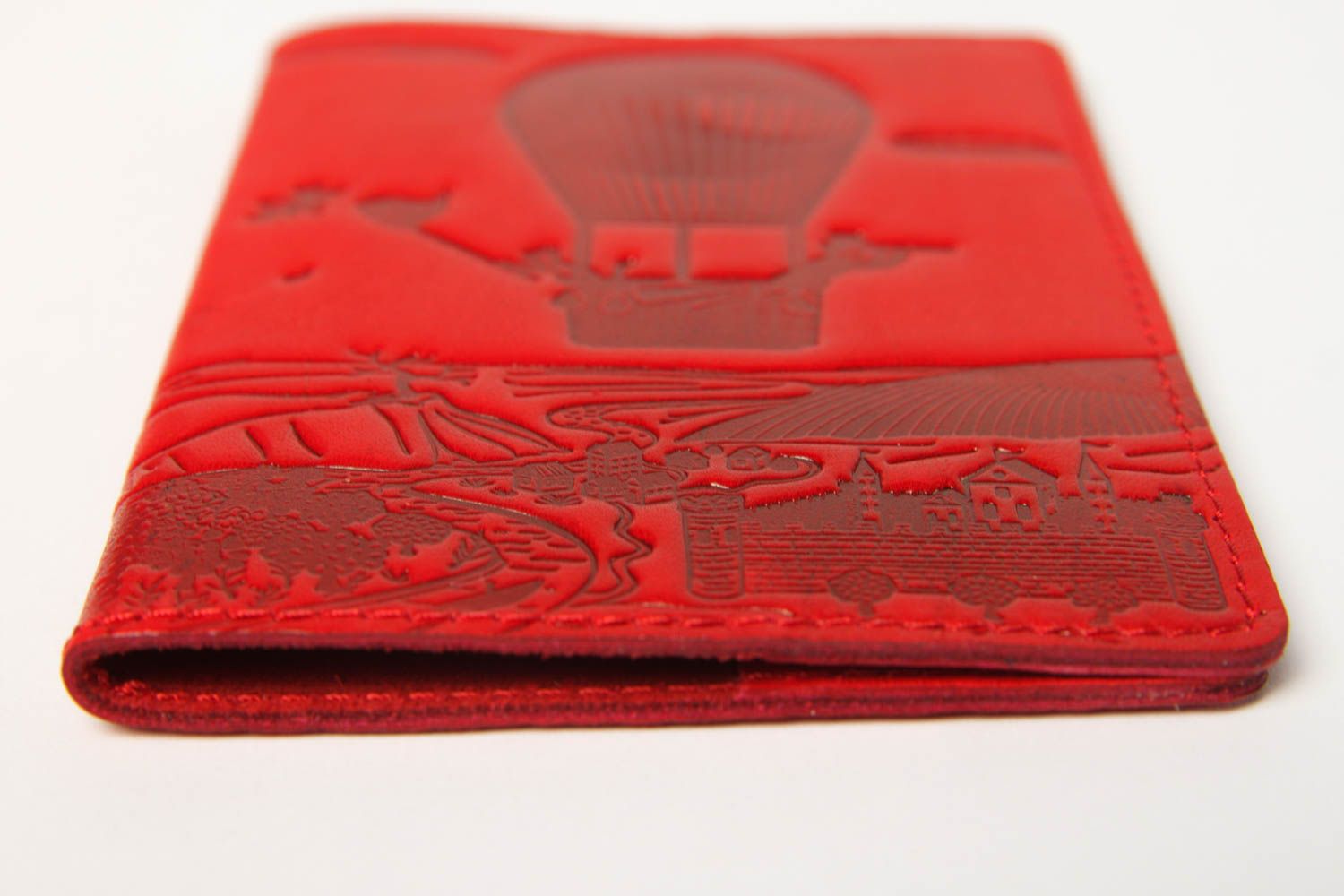 Кожаный аксессуар ручной работы красная обложка на паспорт необычный подарок фото 4