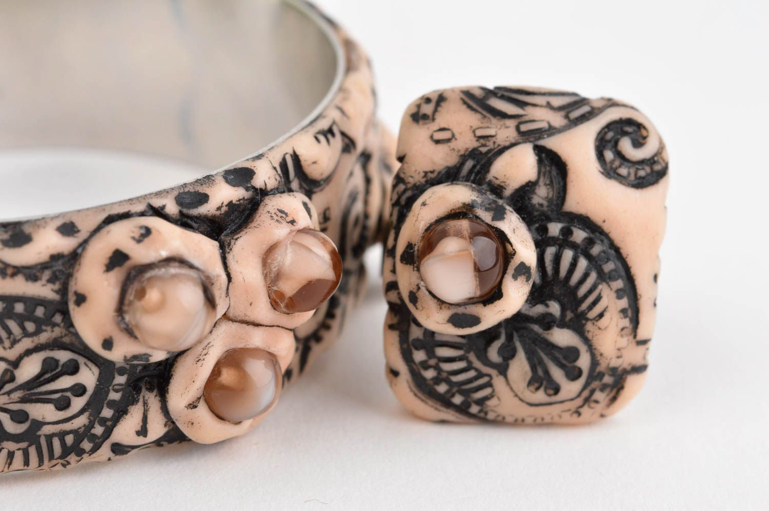 Damen Schmuck Set handmade Ring für Damen und Armband Schmuck aus Polymer Clay foto 5