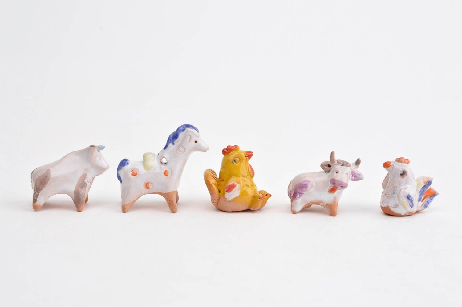 Figurines animaux Statuettes miniatures fait main 5 pcs en argile Déco intérieur photo 7
