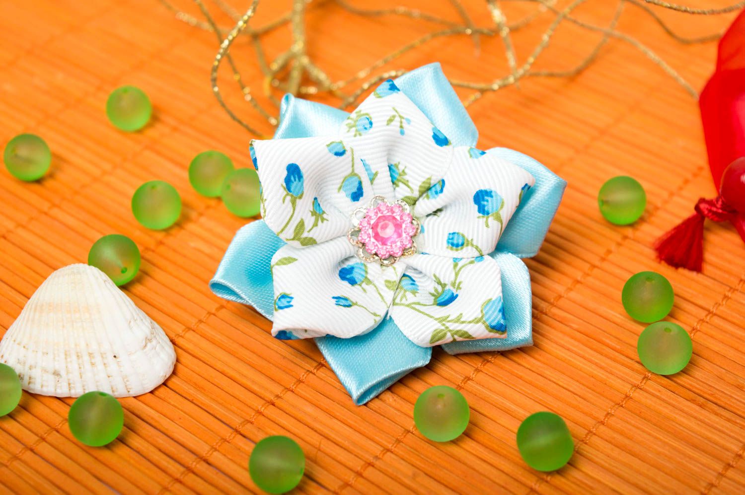 Stylish handmade hair tie childrens flower scrunchie accessories for girls photo 1