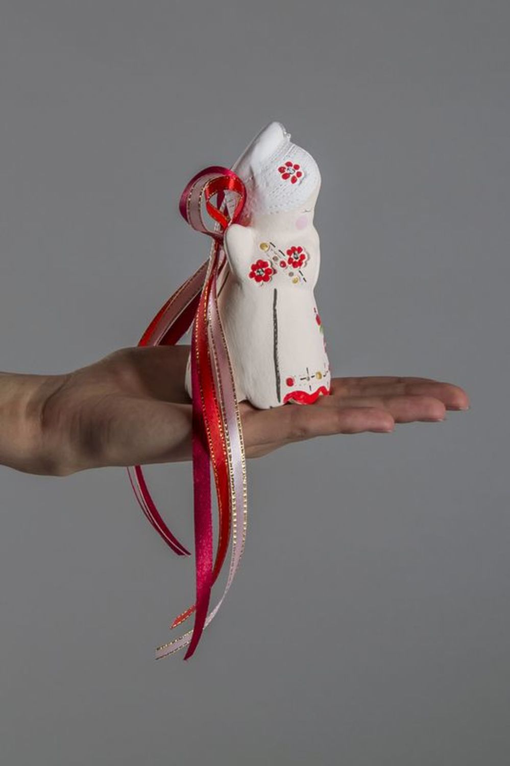 Clochette céramique avec rubans faite main photo 1