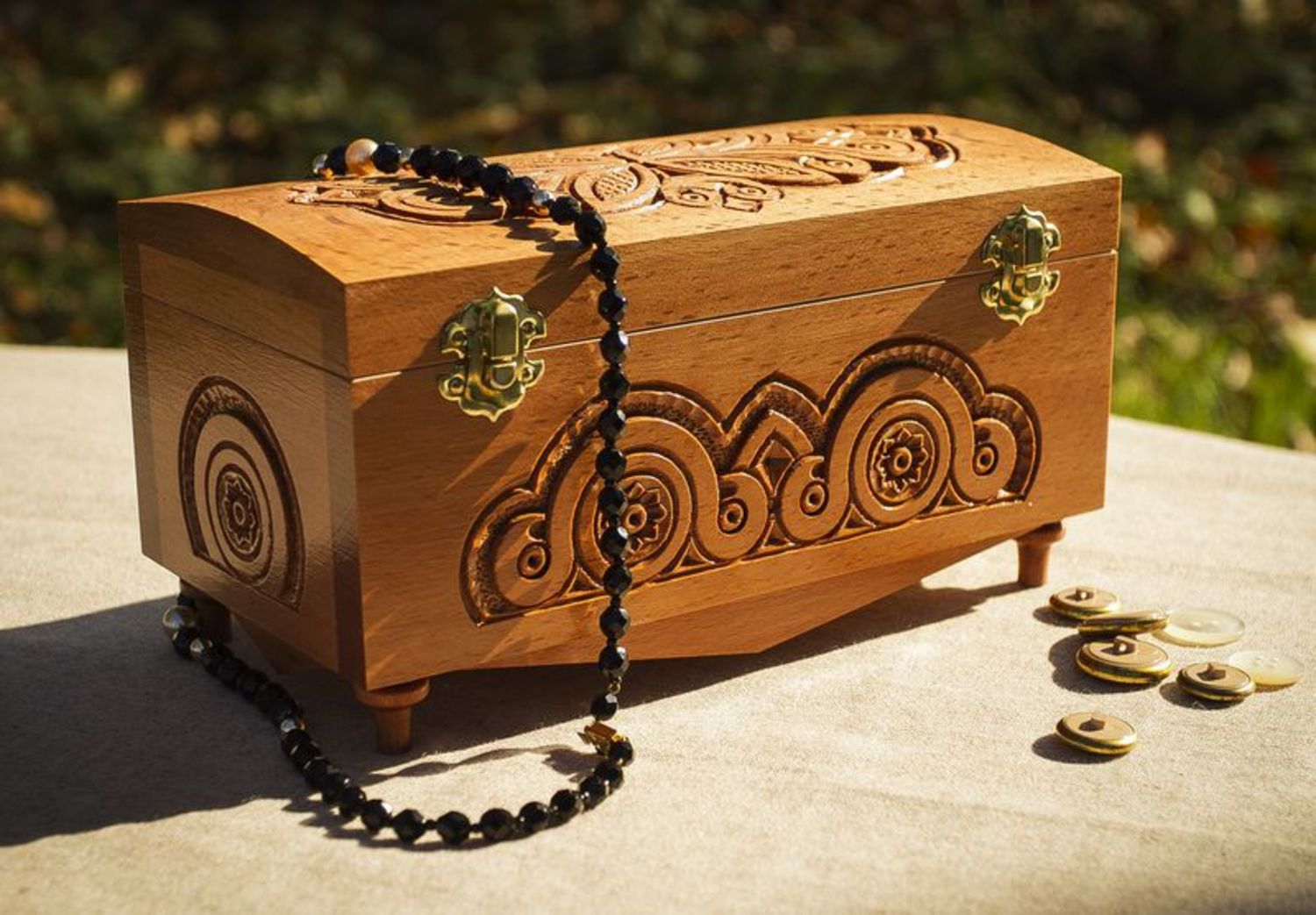 Carved wooden box for jewelry photo 5