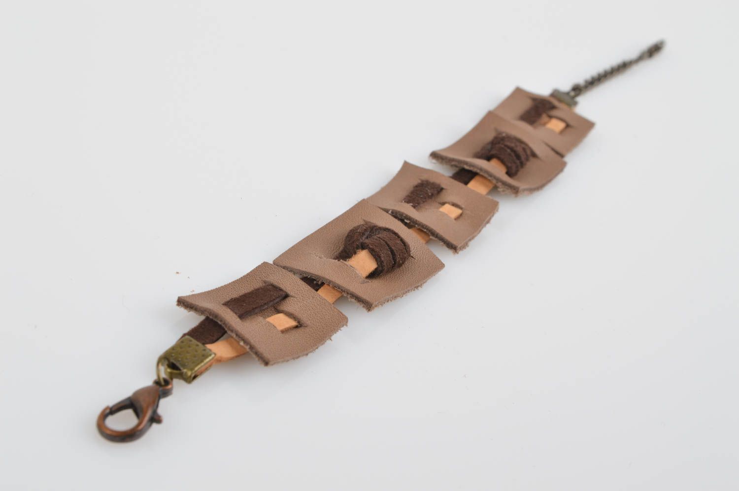 Handmade breites Leder Armband Designer Schmuck Accessoires für Frauen braun foto 2