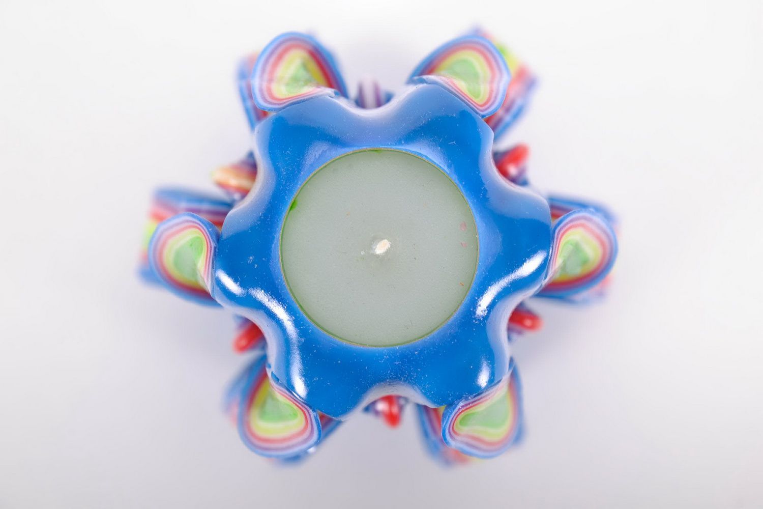 Carved candle made from wax Blue volcano photo 2