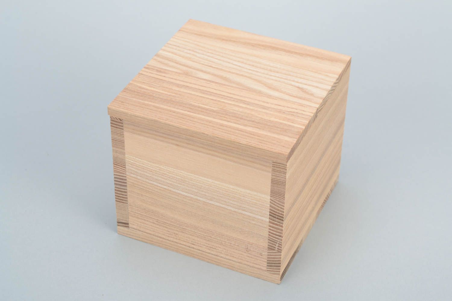 Handmade natural wooden square box with lid craft blank for decoration photo 3