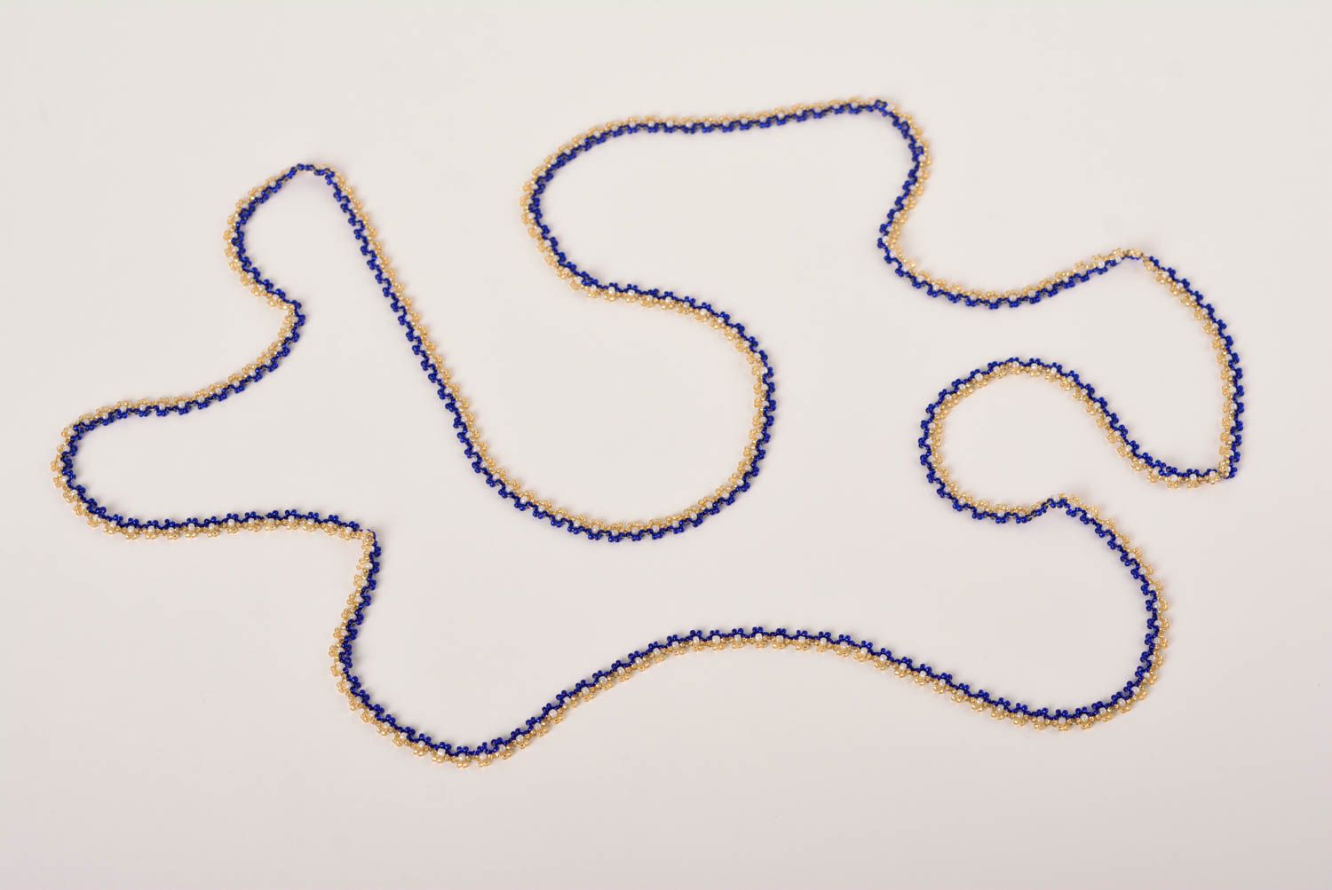 Collier perles de rocaille Bijou fait main en jaune et bleu Accessoire femme photo 5