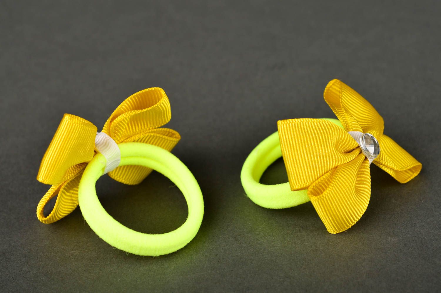 Gomas para el pelo amarillas artesanales accesorios para niñas regalo original foto 5