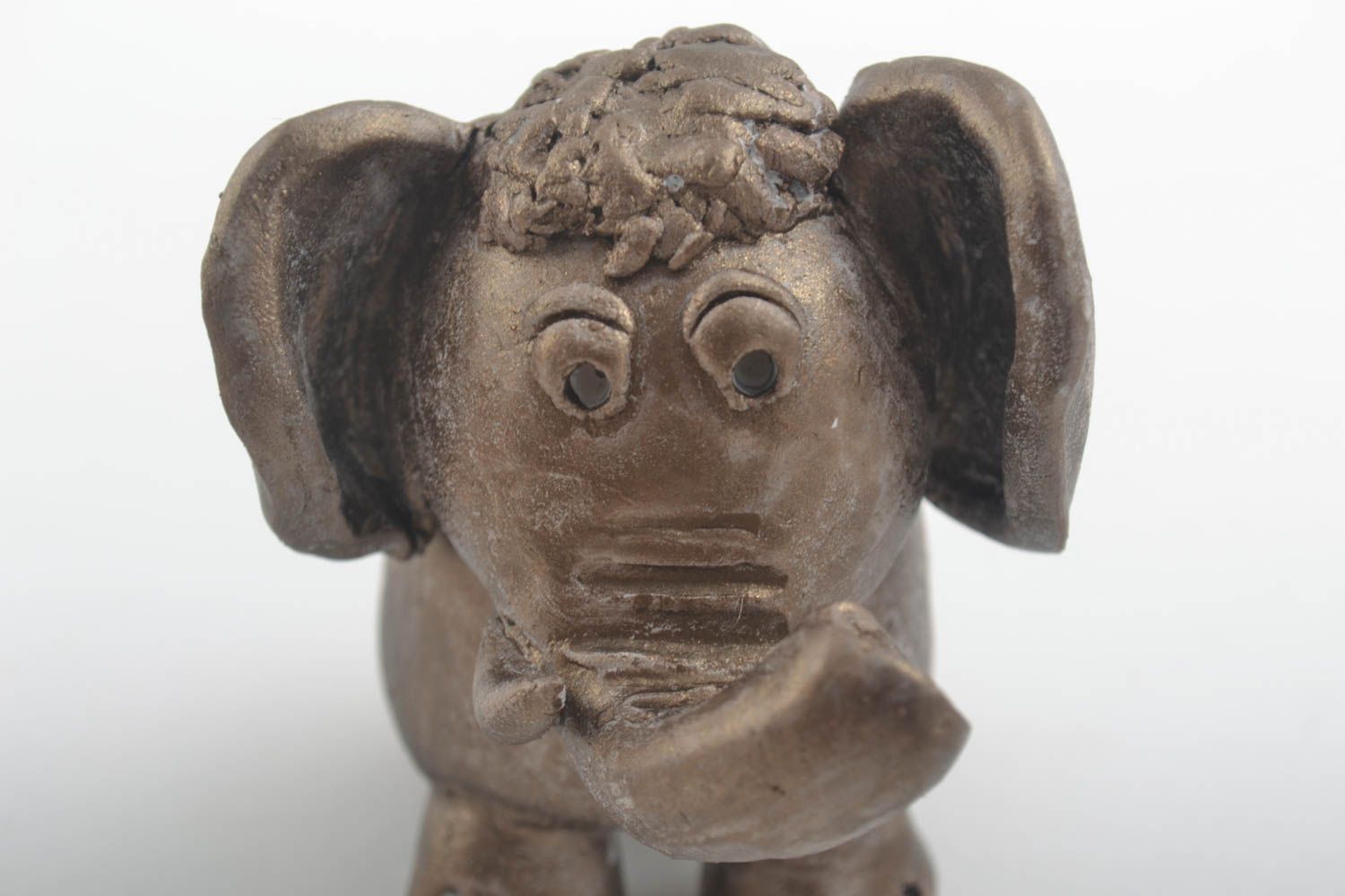 Handmade Deko Figur Elefant aus Ton Haus Dekoration Tier Statuette originell foto 4