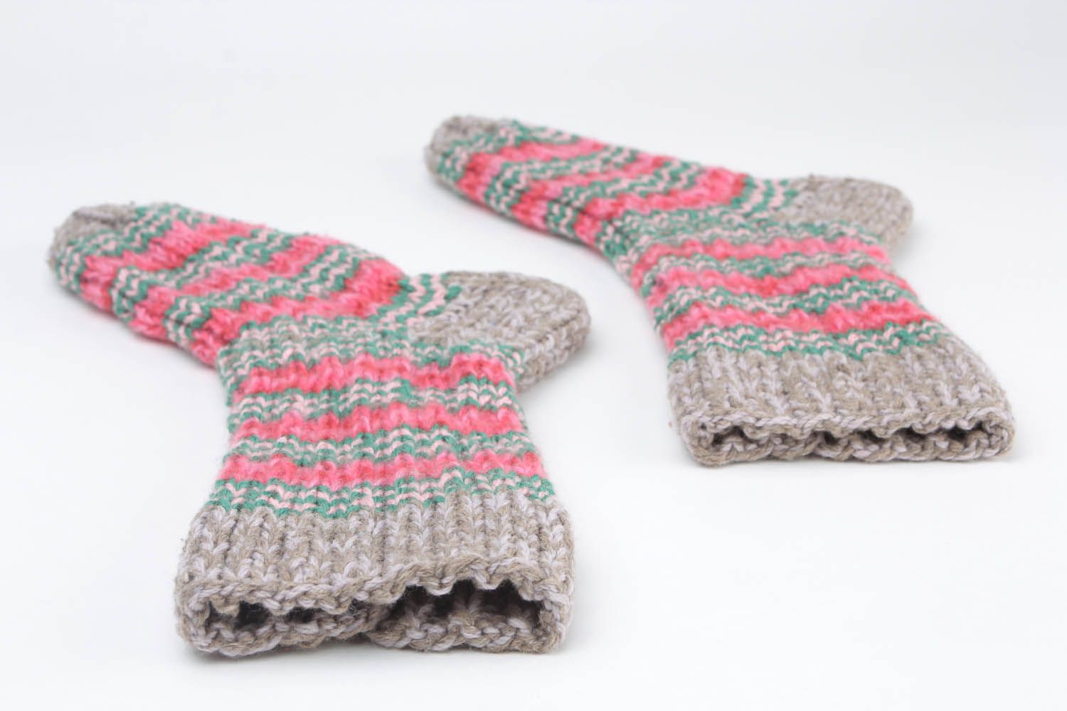 Chaussettes tricotées en laine rayées chaudes  photo 3