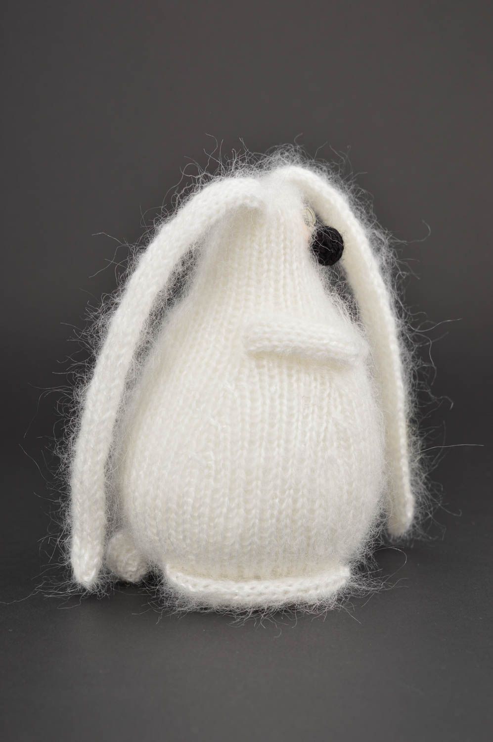 Handmade white mohair toy unusual soft rabbit beautiful cute toy for kids photo 3