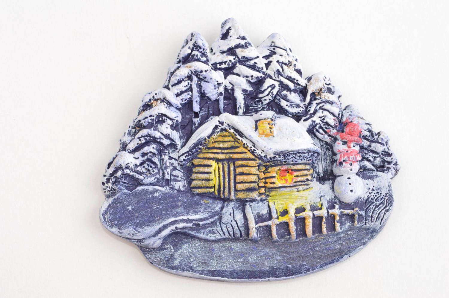 Магнит на холодильник handmade декор для дома необычный подарок Зимний лес фото 2